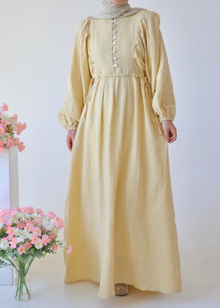 Musselin Kleid | Butter Yellow