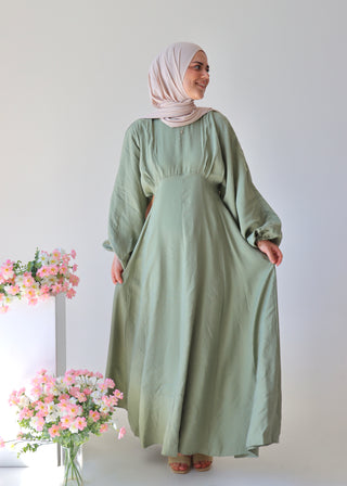 Kleid mit Ballonärmel | Light Green