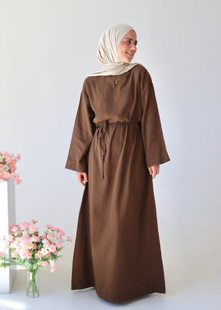 Basic Leinen Kleid | Brown