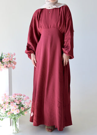 Kleid mit Ballonärmel | Bordeaux