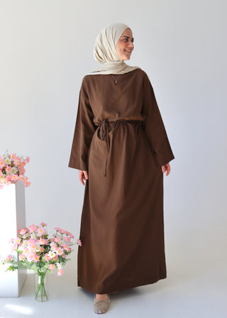 Basic Leinen Kleid | Brown