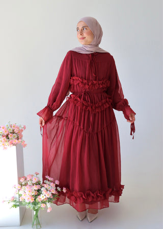 Romantic Rüschenkleid |Bordeaux