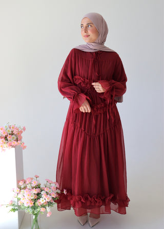 Romantic Rüschenkleid |Bordeaux