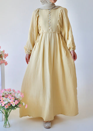 Musselin Kleid | Butter Yellow
