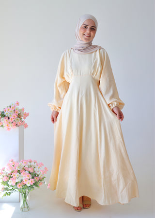 Kleid mit Ballonärmel | Yellow