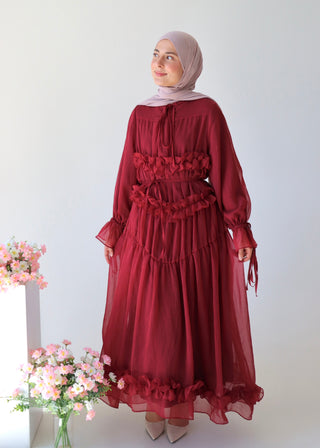Romantic Rüschenkleid |Bordeaux